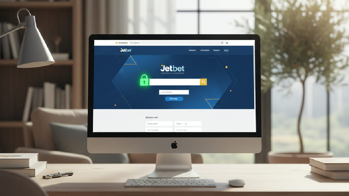 Masaüstü bilgisayar üzerinden Jetbet platformuna güvenli bağlantı sağlayan bir arayüz.